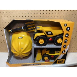 Cat Tough Machines Light & Sound Toy Vehicle Set Including Bonus Hard Helmet