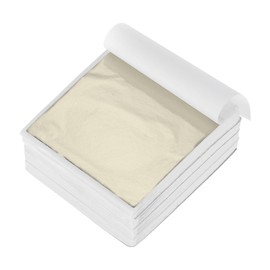 MECCANIXITY 400 Pcs Gold Leaf Sheets 3.5" x 3.5" Imitation Gold Foil Sheets for Crafts,Picture Frames,Sculpture,Nails and DIY Arts Decoration,Champagne Silver