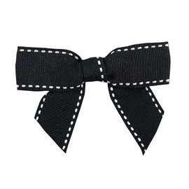 Reliant Ribbon 5161-984-05C Grosgrain Stitch Twist Tie Bows Bows, 7/8 Inch X 100 Pieces, Black/White
