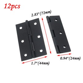 Antrader Folding Hinges, Retro Flat Black Hinges Cabinet Furniture Repair Hardware for Wooden Cabinet Drawer Jewelry Box Decorative Pack of 12