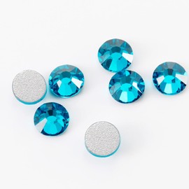 Towenm 200 Pieces Crystal Flatback Rhinestones, 6.5mm SS30 Glass Flat Back Crystals for Nail Art Face Craft, Non Hotfix Flatback Crystal Rhinestone, Round Loose Gemstones (Aquamarine/Blue)