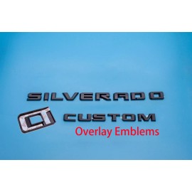 Unbranded Fit 2019-2025 Matte Black Silverado Custom Emblem Nameplate Badge Kit Overlay