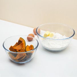 Oven glass heat-resistant glass 2-piece mixing bowl set / 오븐글라스 내열유리 2종 믹싱볼 세트