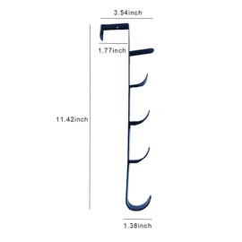 2 Packs Over The Door Hooks, White Hat Rack for Door Hanging with 5 Hooks, Metal Over The Door Vertical Hooks for Coats, Hats, Robes, Shirts, Belts, Bags, Towels (Black)