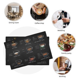 Coffee Placemts Set Of 4 Coffee Making Tutorial Place Mats 18x12inch Black Coffee Cup Print Dining Mat Espresso Cafe Life Themed Kitchen Table Decor Washable Durable Table Mat Party Holiday Home Decor