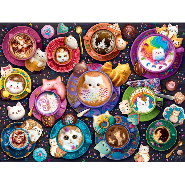 Buffalo Games - Latte Cats - 750 Piece Jigsaw Puzzle for Adults Challenging Puzzle Perfect for Game Nights - 750 Piece Finished Size is 24.00 x 18.00