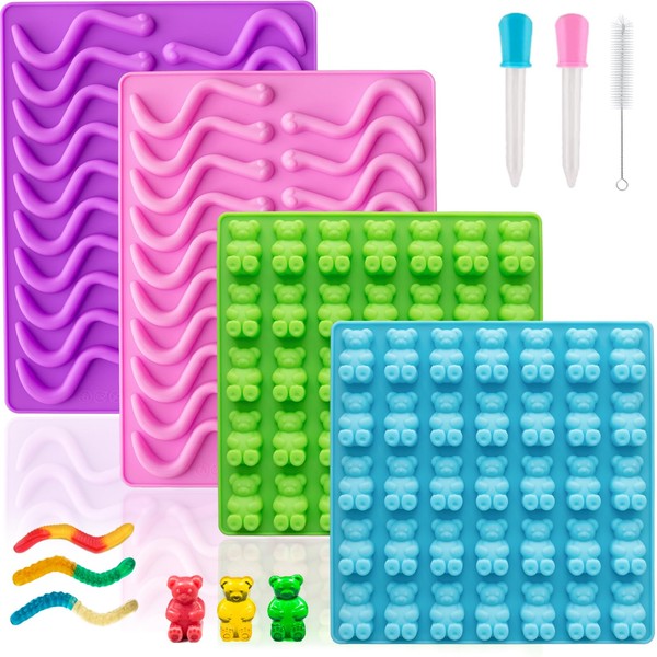 Large Gummy Bear and Worm Mold Silicone, Candy Gummy Molds
