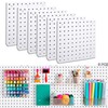 LANSI 6Pcs Peg Board, Pegboard Wall Organizer Panels, White Pegboard