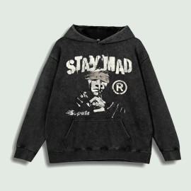 Stay Mad Graphic Hoodie 100% Cotton US Warehouse 6 ColorsColor: Red, Size: L