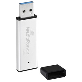 MediaRange USB 3.0 High Performance Memory Stick 128 GB - Mini USB Flash Drive with High-Quality Aluminium Housing, External Memory Expansion with Read Speed of up to 220 MB/s, Colour Silver