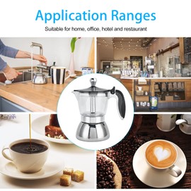 4 Cup Moka Pot - Stovetop Espresso Coffee Maker, Stainless Steel Stovetop Coffee Percolator, Kitchen Coffee Maker Coffee Pot, Resistance Anti-Scald, 200 ml, Suitable For Home And Office