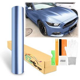 60"x120" (5FTx10FT) Frosted Blue Matte Metallic Satin Pearl Vinyl Wrap Sticker Sheet Film Car Auto Vehicle DIY Decal Bubble Free Air Release Self Adhesive Peel and Stick Free Tool Kit