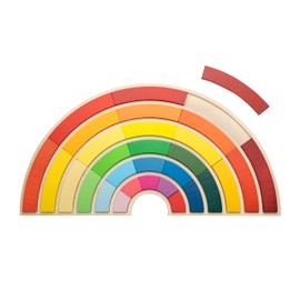 THE FRECKLED FROG Building Rainbows Puzzle - 30 Pieces - Wooden Puzzle for Kids - Arrange The Rainbow Blocks in The Baseboard - Stacking, Calm Puzzle