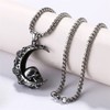 Flongo Gothic & Vintage Unisex Stainless Steel Moon Skull Pendant
