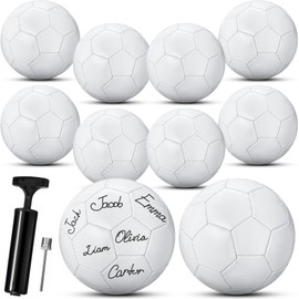 12 Size 5 6 Size 5 All White Soccer Ball Plain Soccer Ball Blank Christian Charity Donation with Needle Pump for DIY Painting Training Signatures (White)