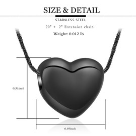 Yinplsmemory Tiny Heart Urn Necklace for Ashes for Women Stainless Steel Memorial Loved One Ashes Keepsake Urn Locket Small Cremation Jewelry, Stainless Steel, stainless steel