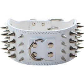 haoyueer 3" Sharp Spiked Studded Leather Dog Collar for Training,Sports,Walking,Medium,Large,X-Large,for Pitbull,Labrador,Boxer