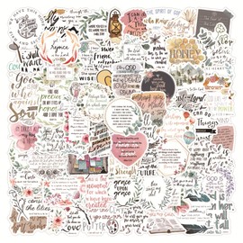 100pcs Bible Verse Stickers, Christian Religious Jesus Stickers Packs for Women Men Kids Adults, Vinyl Waterproof Encouraging Inspirational Scripture Quotes Decals for Journaling Water Bottle Laptop