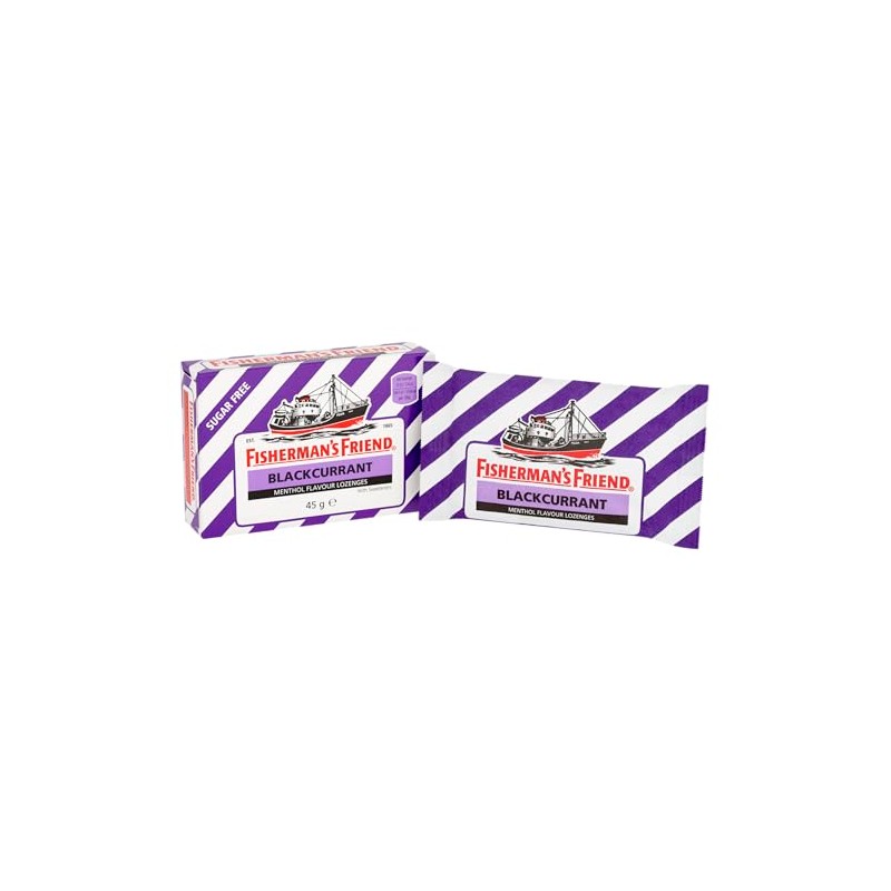Fisherman's Friend - Pack of 6, 45g Blackcurrant Lozenge Packs,