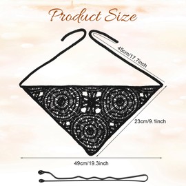Ouligay 3PCS Crochet Bandana Headbands Hollow Crochet Triangle Head Scarf for Women Girls Head Kerchief Styling Decor Solid Color