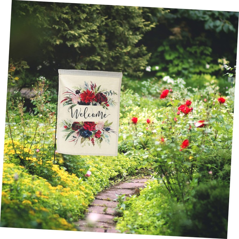 Totority 2pcs Vertical Polyester Garden Flag with Welcome Theme Durable