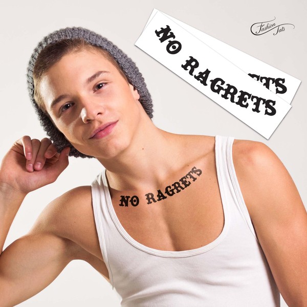 FashionTats No Ragrets Temporary Tattoos (2-Pack) | Skin Safe | MADE IN THE USA | Removable