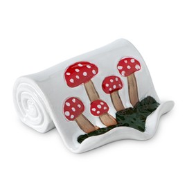 Mushroom Ceramic Soap Dish Scroll Shape Soap Holder with Self-Draining