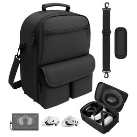 YRXVW Large Carrying Case for Meta Oculus Quest 3s/3/2, for BOBOVR/Kiwi Battery Head Strap, Waterproof & Drop-Resistant VR Accessories Carrying Bag Ideal for Travel & Home Storage (Deep Black)