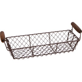 Trademark Innovations 12.2" Vintage Rectangle Wire Basket with Wood Handles
