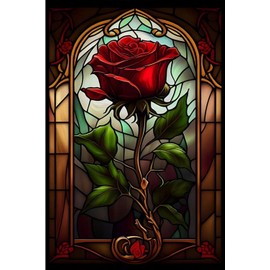 Diamond Painting Kits for Adults, Rose Full Drill Round Diamond Art Diamond Dots Suitable Home Wall Decor Gem Art 12x16inch