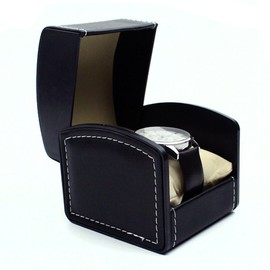 Watch Box Single Slot leathery Travel Jewelry Storage Case Organizer, Black