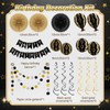 Birthday Decoration Black Gold, Reusable Decoration Set for Women, Girls,