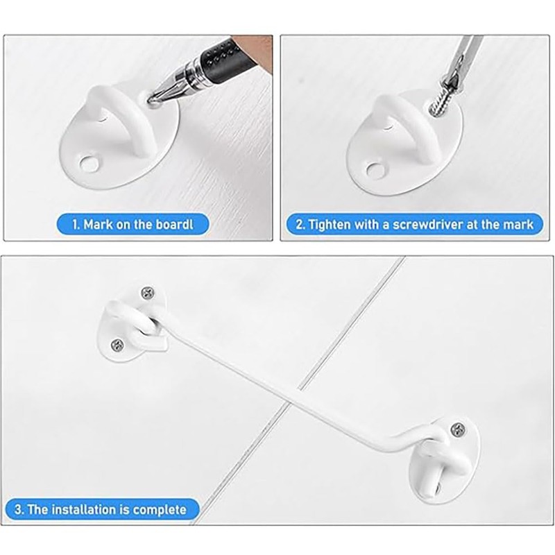 Door Hook and Eye Latche,2 PCS 8 Inch White Cabin