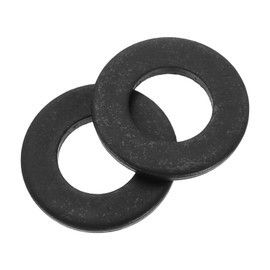 sourcing map 50Pcs M10 Flat Washer, Carbon Steel 10.5mm ID x 20mm OD x 2mm Thick for Bolt Screw, Factories Repair, Kitchens, Shops, and Outdoor Construction, Black