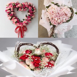 Pack of 3 Rattan Wreath, Decorative Wreath, Table Wreath, Rattan Heart Wreath, for Door Wreath, Wooden Decoration, Ornament, Gate, Wall, Party, Wedding (10, 15, 20 cm)