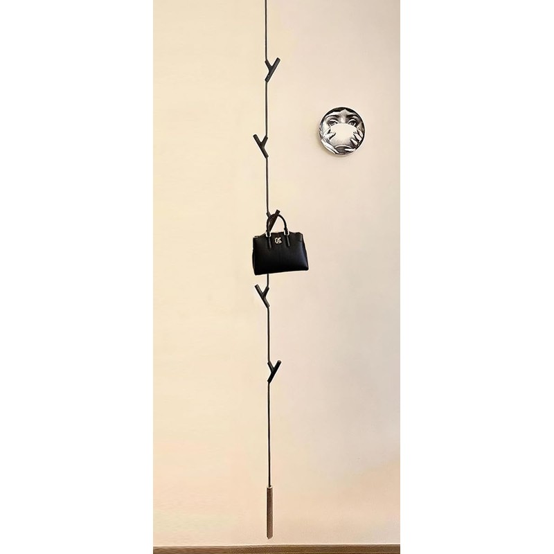 Minimalist Hanging Coat Rack, Designer-style Clothes Rack with 5 Hooks,