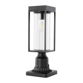 LUTEC Solar Post Light, Dusk to Dawn Aluminium Lamp Post Light Fixture with Pier Mount Base, Exterior Black Fence Lights Outdoor Waterproof for Garden Yard Patio Pole Mount