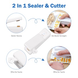 Mini Foil Sealer 2 in 1 Kitchen Gadgets with Cutter Sealing Machine Hand Sealing Device for Plastic Bags Bags Chip Bags Food Storage Snack