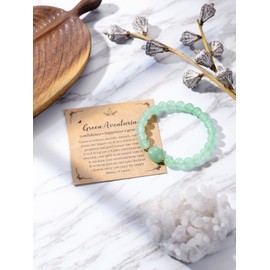 Jovivi Cat Crystal Bracelet,Natural Green Aventurine Gemstone Healing Crystal Beaded Bracelet Cute Cat Gifts for Women Cat lover Her Christmas Gifts
