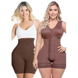 Sonryse 086 Shapewear for Women and CH002 Shaper Panty Combo Pack | Fajas Colombianas Moldeadora con Bra Chocolate 2XL