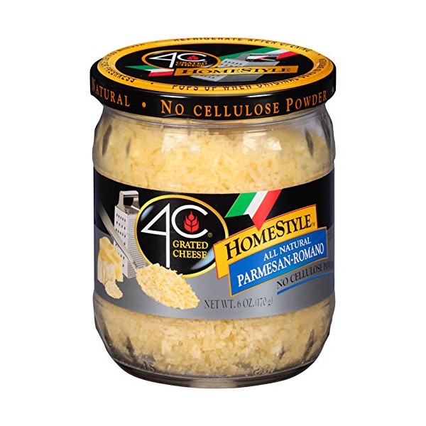 4C Premium Grated Cheese | All Natural, No Preservatives | Assorted Italian Flavors 6oz-8oz (Parmesan Romano - HomeStyle, 3pk-Glass)