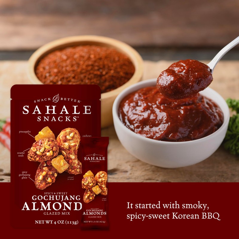 Sahale Snacks Gochujang Almonds Glazed Mix, Kosher, Gluten Free, 4