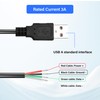 PNGKNYOCN 30cm USB DIY Pigtail Cable, 22AWG 5V/3A USB A