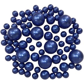 Royal Blue (Bright Navy) Pearls - No Hole Jumbo/Assorted Sizes Vase Decorations - to Float The Pearls Order The Floating Packs from The Options Below