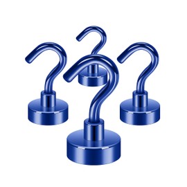 Neosmuk Magnetic Hooks,30lb Heavy Duty Earth Magnets with Hook for Refrigerator, Extra Strong Cruise Hook for Hanging, Magnetic Hanger for Curtain, Grill (Navyblue, 4 Pack)