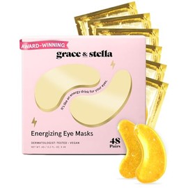 grace and stella - Mascarilla para usar debajo de los ojos, reduce ojeras, bolsas debajo de los ojos y arrugas, parches de gel para cuidado personal, vegano, no testeado en animales (48 pares, dorado)