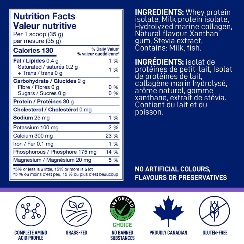LeanFit LEANFIT SPORT PROTEIN ISOLATE & MARINE COLLAGEN, Natural Vanilla,
