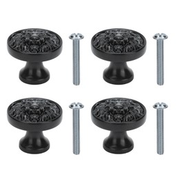 4Set Lion Head Zinc Alloy Cabinet Door Handle Modern Antique Cartoon Solid Drawer Pull Circular Single Hole Buckle Hand399 Lion Head Black