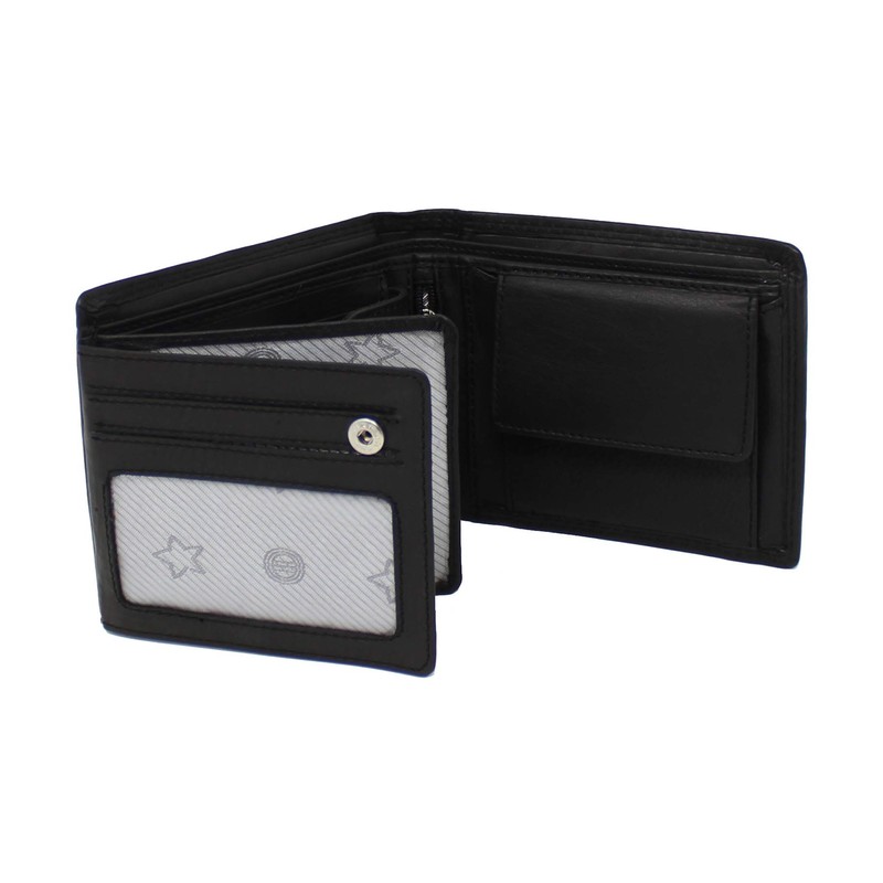 MORUCHA Mens RFID Blocking Real Leather Trifold Passcase Wallet M55