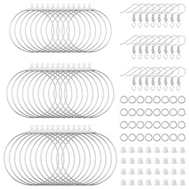360pcs Earrings Beading Hoop Set for Jewelry Making,Earring Making Kit with Round Beading Hoops,Earring Hooks,Jump Rings,Earring Backs for DIY Craft Earring Jewelry Making(White K)